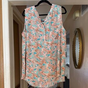 Premise Studio Turquoise and Orange Blouse